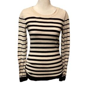 Banana Republic sweater. Size XS. Off white/ black stripe,shoulder buttons